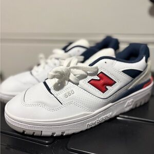New Balance White Navy Red 550 Sneakers